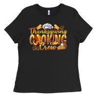 Black Thanksgiving Cooking Crew Ladies Tee - texasbilliewilder