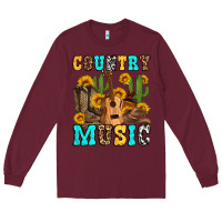 Burgundy country music western olivia Long Sleeve Tee - OliviaCreatesArt