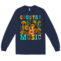 Navy country music western olivia Long Sleeve Tee - OliviaCreatesArt