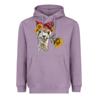 Lavender alpaca with sunflowers and bandana Heavyweight Hoodie - BarkalooDesign