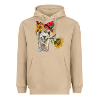 Mushroom alpaca with sunflowers and bandana Heavyweight Hoodie - BarkalooDesign