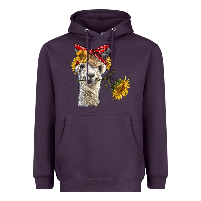 Alpaca With Sunflowers And Bandana Heavyweight Hoodie by BarkalooDesign | Teevron