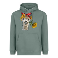 Sage alpaca with sunflowers and bandana Heavyweight Hoodie - BarkalooDesign