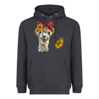 Smoke alpaca with sunflowers and bandana Heavyweight Hoodie - BarkalooDesign