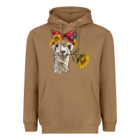 Toasted Coconut alpaca with sunflowers and bandana Heavyweight Hoodie - BarkalooDesign