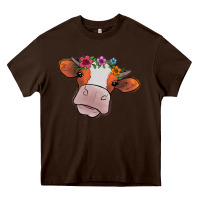 Chocolate Brown Cow With Flowers Heavy Core Tee - Bettercallsaul