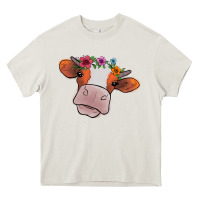 Cream Cow With Flowers Heavy Core Tee - Bettercallsaul