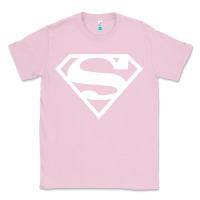 Bubblegum Pink Supergirl White & Pink Shield Classic Tee - longCreatives