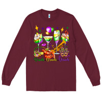 Burgundy drink drank drunk mardi gras wine glasses olivia Long Sleeve Tee - OliviaCreatesArt