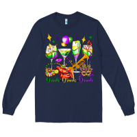 Navy drink drank drunk mardi gras wine glasses olivia Long Sleeve Tee - OliviaCreatesArt