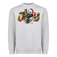 Heather Grey panda joy christmas Heavyweight Sweatshirt - LillyAllenDesigns