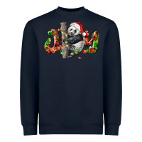 Navy panda joy christmas Heavyweight Sweatshirt - LillyAllenDesigns