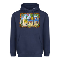 Navy summer time pineapple and  beach Heavyweight Hoodie - BarkalooDesign