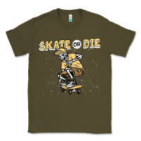 Army Green skate or die funny skeleton skating skater halloween costume Classic Tee - longCreatives