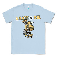 Dusty Blue skate or die funny skeleton skating skater halloween costume Classic Tee - longCreatives