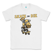 White skate or die funny skeleton skating skater halloween costume Classic Tee - longCreatives