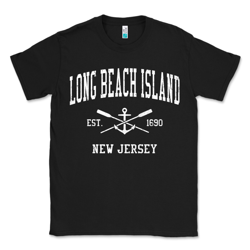 Long Beach Island Nj Vintage Crossed Oars & Boat Anchor Spor Classic Tee by longCreatives | Teevron
