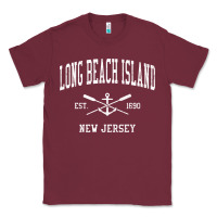 Burgundy Long Beach Island NJ Vintage Crossed Oars & Boat Anchor Spor Classic Tee - longCreatives