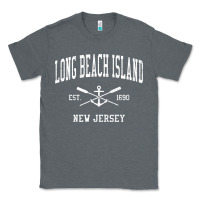 Charcoal Heather Long Beach Island NJ Vintage Crossed Oars & Boat Anchor Spor Classic Tee - longCreatives