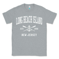 Heather Grey Long Beach Island NJ Vintage Crossed Oars & Boat Anchor Spor Classic Tee - longCreatives