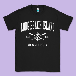 Long Beach Island Nj Vintage Crossed Oars & Boat Anchor Spor Classic Tee Designed By Longcreatives