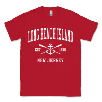 Red Long Beach Island NJ Vintage Crossed Oars & Boat Anchor Spor Classic Tee - longCreatives