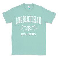 Seafoam Long Beach Island NJ Vintage Crossed Oars & Boat Anchor Spor Classic Tee - longCreatives