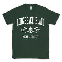 Sports Green Long Beach Island NJ Vintage Crossed Oars & Boat Anchor Spor Classic Tee - longCreatives
