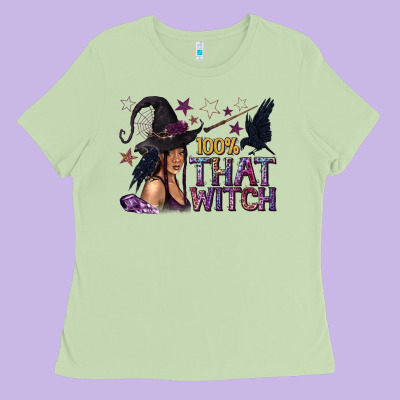 100% That Witch Black Afro Witch Ladies Tee Designed By Texasbilliewilder