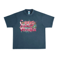 Midnight Navy my god is stronger than cancer Urban Heavy Tee - CowGirlArtShop