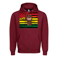 Burgundy Juneteenth American flag Zipper Hoodie - Artiststas