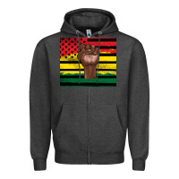 Charcoal Heather Juneteenth American flag Zipper Hoodie - Artiststas