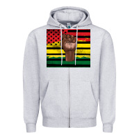 Heather Grey Juneteenth American flag Zipper Hoodie - Artiststas