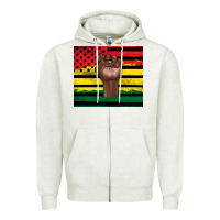 Oatmeal Heather Juneteenth American flag Zipper Hoodie - Artiststas