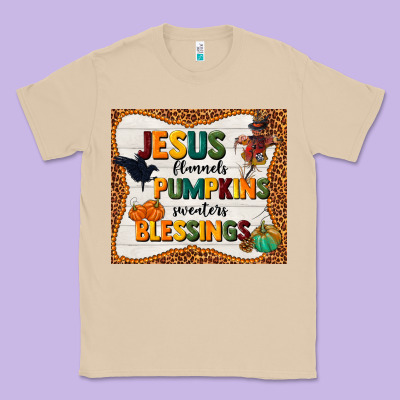 Jesus Flannel's Pumpkins Blessings Classic Tee Designed By Tumblerdesignbyshophia