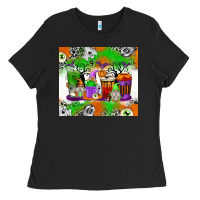 Black Halloween Coffee Cups Ladies Tee - texasbilliewilder