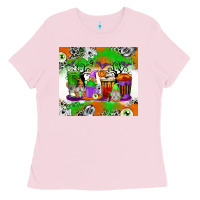 Bubblegum Pink Halloween Coffee Cups Ladies Tee - texasbilliewilder