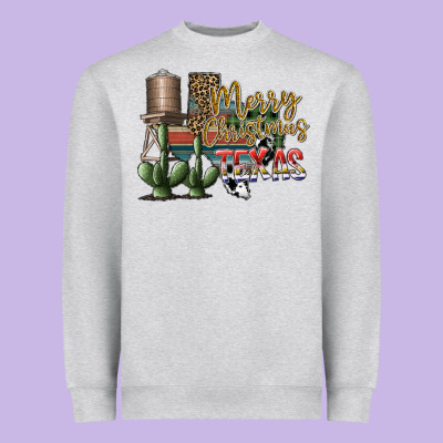 Merry Christmas Texas Heavyweight Sweatshirt Designed By Sublimationcraftshop