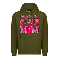 Army Green My Favorite Valentine Calls Me Premium Hoodie - CowhideDigitalArt