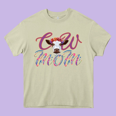 Cow Mom Heavy Core Tee Designed By Bettercallsaul