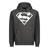 Charcoal Heather Supergirl White & Pink Shield Premium Hoodie - longCreatives