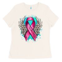 Bone cancer ribbon with angel wings Ladies Tee - NancyCooperArtShop