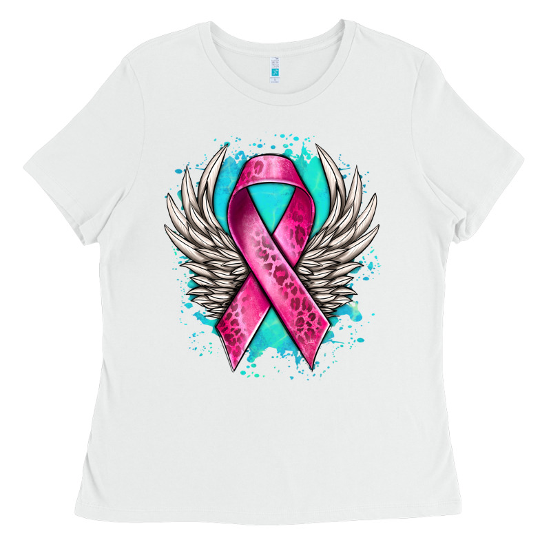 Cancer Ribbon With Angel Wings Ladies Tee by NancyCooperArtShop | Teevron