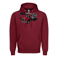 Burgundy crane truck Zipper Hoodie - Artiststas