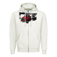 Oatmeal Heather crane truck Zipper Hoodie - Artiststas