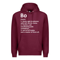 Burgundy BO Definition Personalized Name Funny Birthday Gift Idea Premium Hoodie - longCreatives