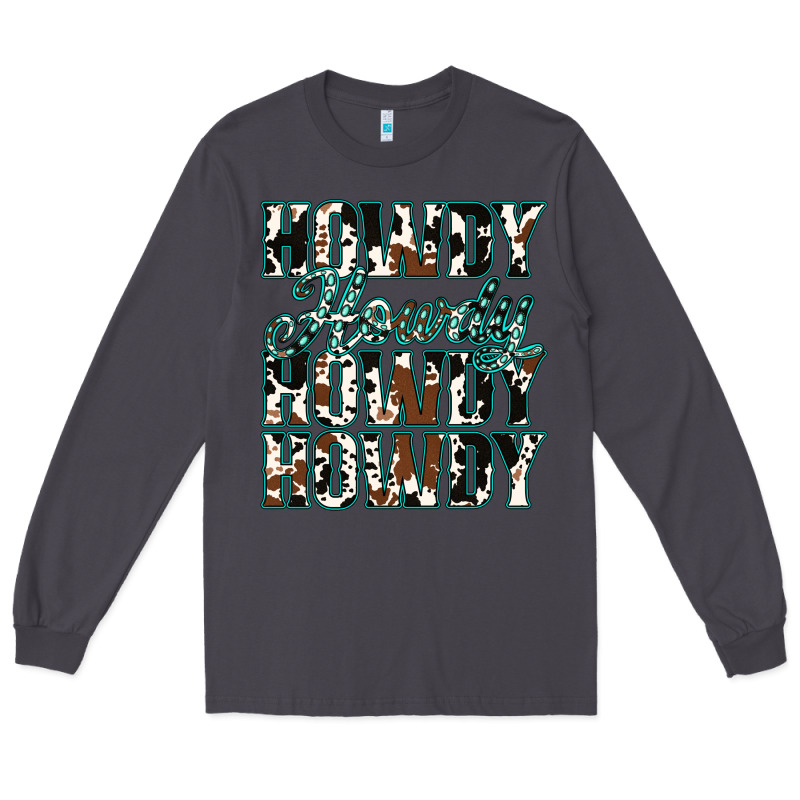 Howdy Cowhide Turquoise Long Sleeve Tee by Jasminsmagicworld | Teevron
