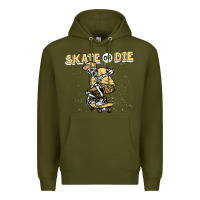 Army Green skate or die funny skeleton skating skater halloween costume Premium Hoodie - longCreatives