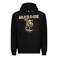 Black skate or die funny skeleton skating skater halloween costume Premium Hoodie - longCreatives