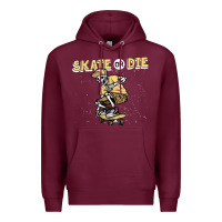 Burgundy skate or die funny skeleton skating skater halloween costume Premium Hoodie - longCreatives